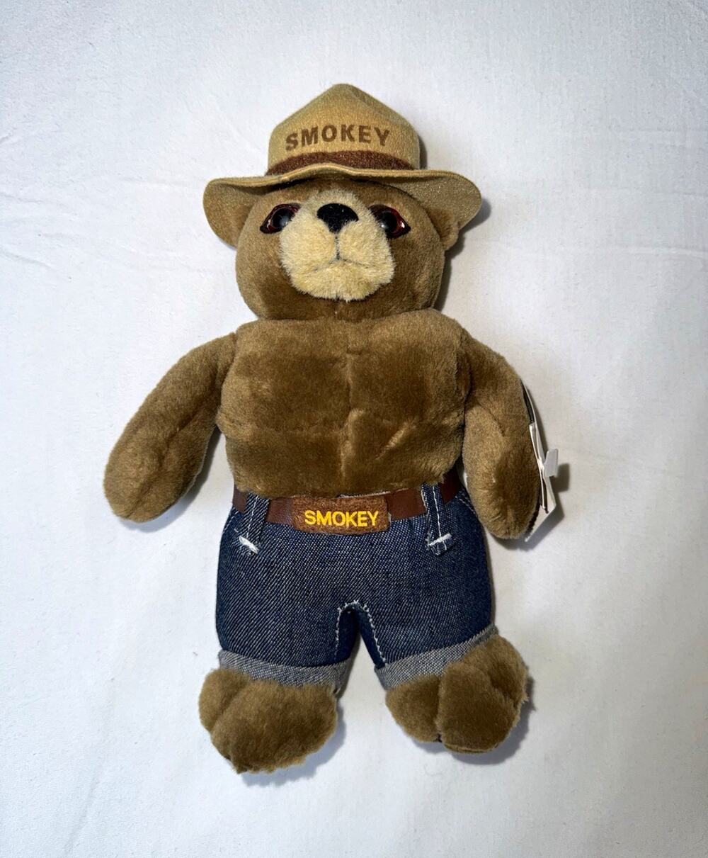 Kids Preferred Smokey Bear Plush Bear w/ Hat Denim Shorts With Tags Vintage 1994